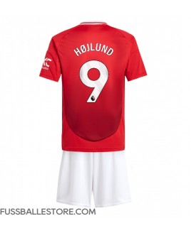 Günstige Manchester United Rasmus Hojlund #9 Heimtrikotsatz Kinder 2024-25 Kurzarm (+ Kurze Hosen)